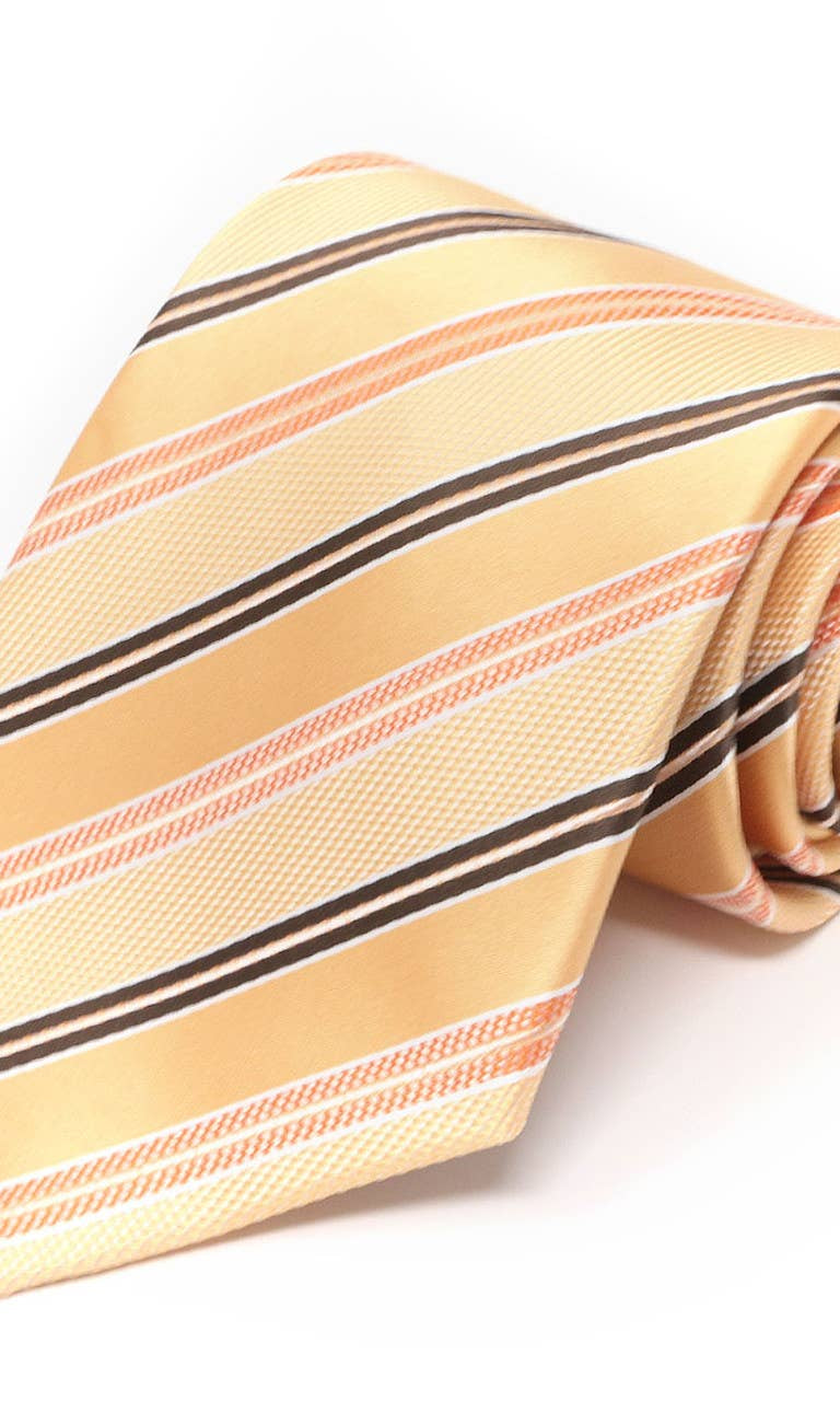 Men Diagonal Stripe Micro Fiber Poly Woven Tie: Gold     Selini New York- Tilden Co.