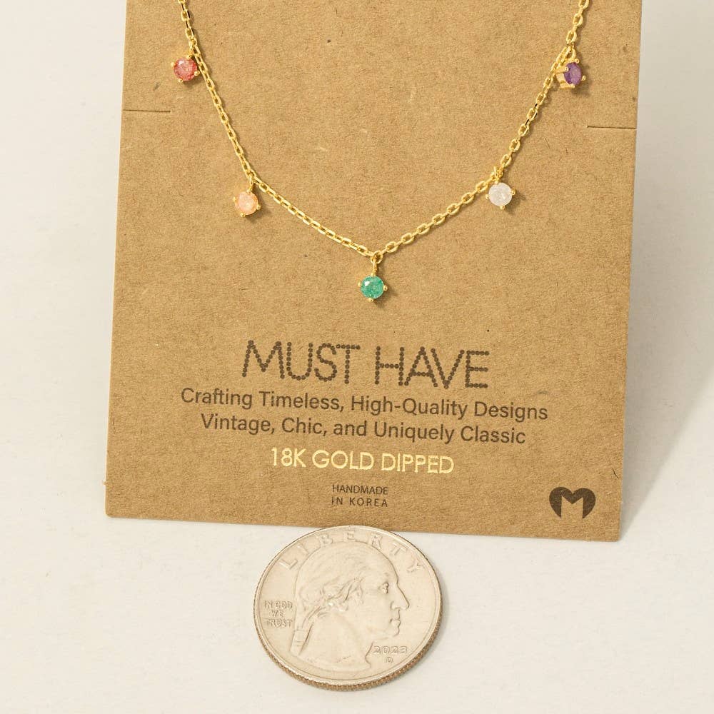 Crystal Stud Drop Necklace Necklace Fame Accessories- Tilden Co.