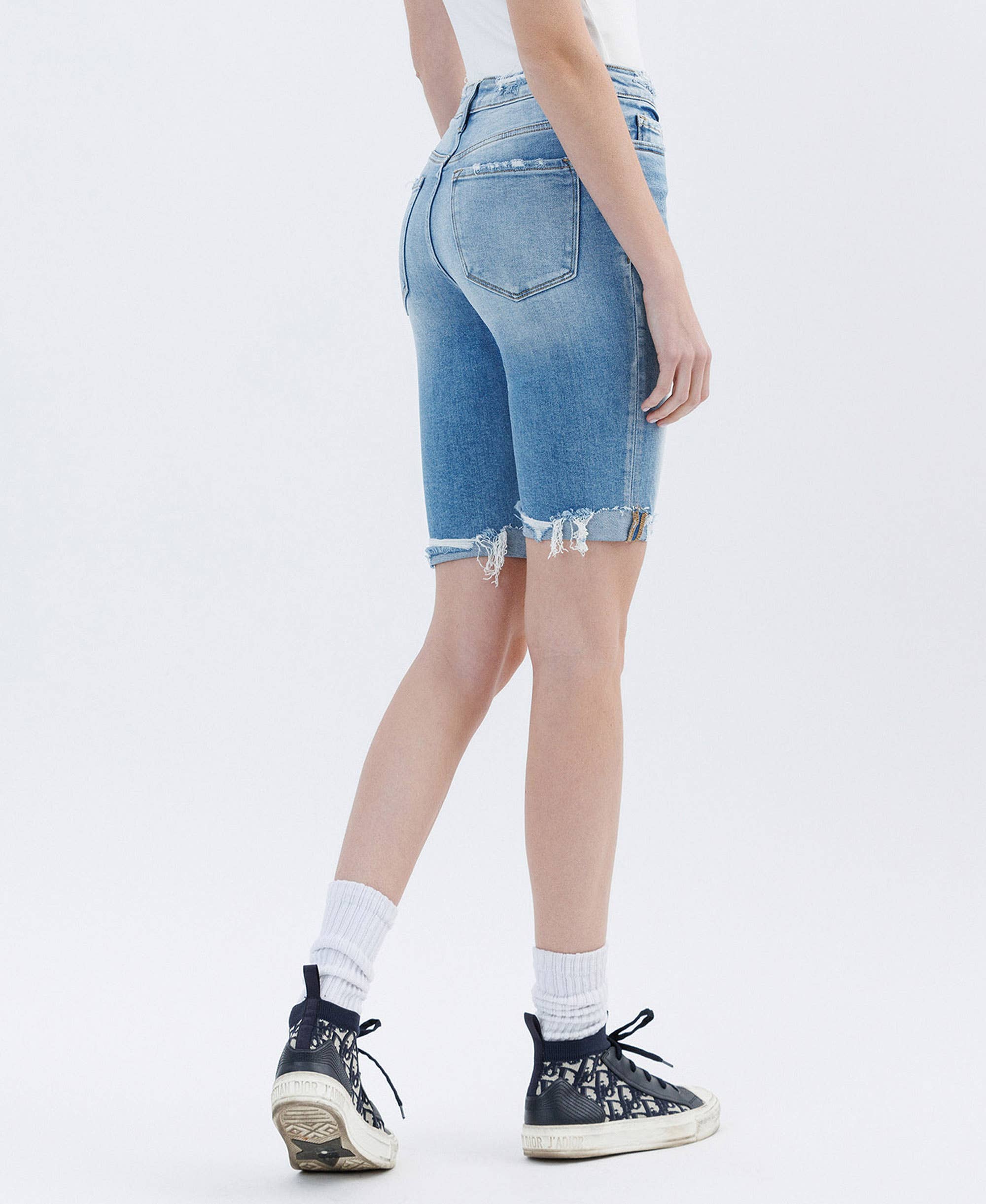 High Rise Raw Hem Bermudas Shorts VERVET by FLYING MONKEY- Tilden Co.
