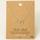 Dog Paw Heart Cutout Necklace S S Necklace Fame Accessories- Tilden Co.