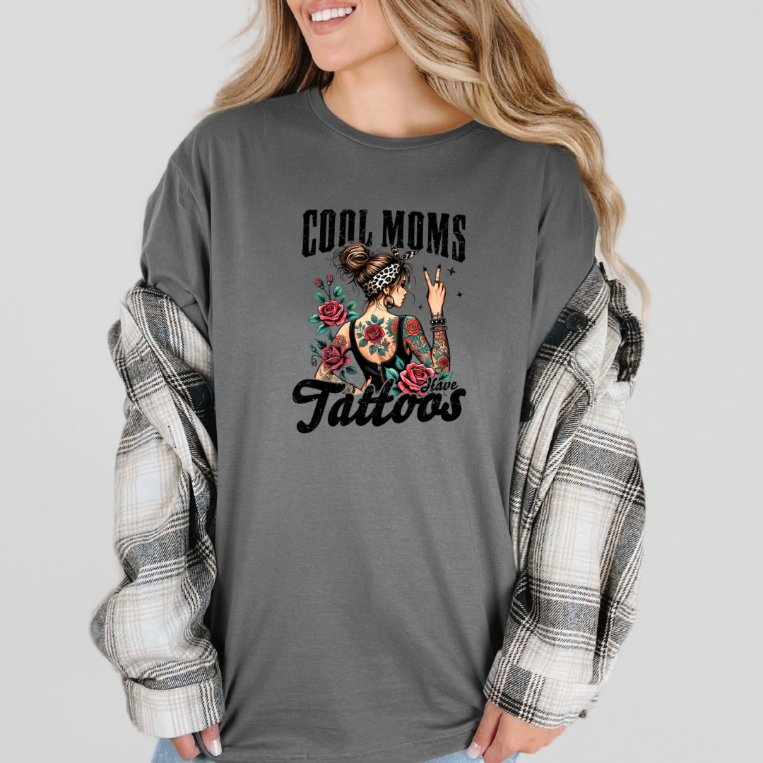 Cool Moms Have Tattoos Graphic Tee Womens Ave Shops- Tilden Co.