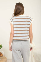 Dusty Blue Stripe Knit Tee Shirts & Tops Blu Pepper- Tilden Co.