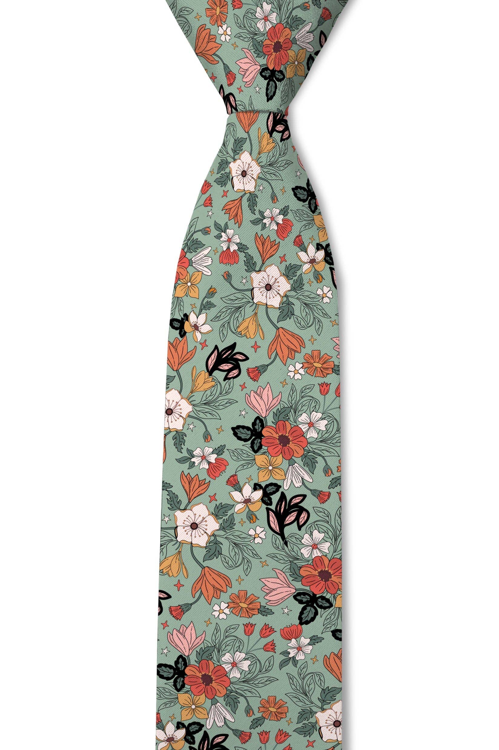Gwen – Pistachio Green Floral Tie necktie Tough Apparel- Tilden Co.