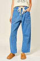 Polka Dot Barrel Denim Pants Casual Pants Aaron & Amber- Tilden Co.