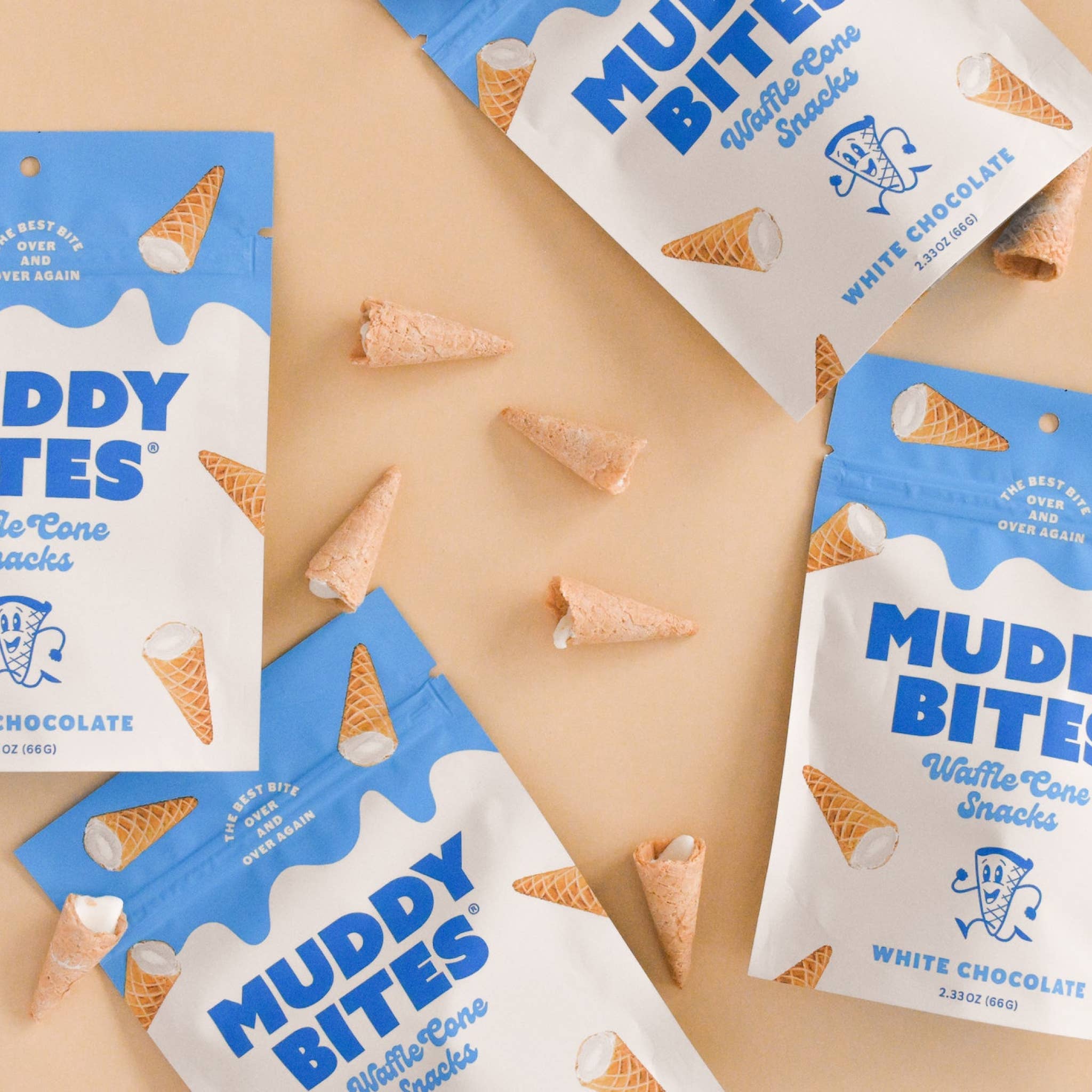 White Chocolate Waffle Cones Snacks Muddy Bites- Tilden Co.