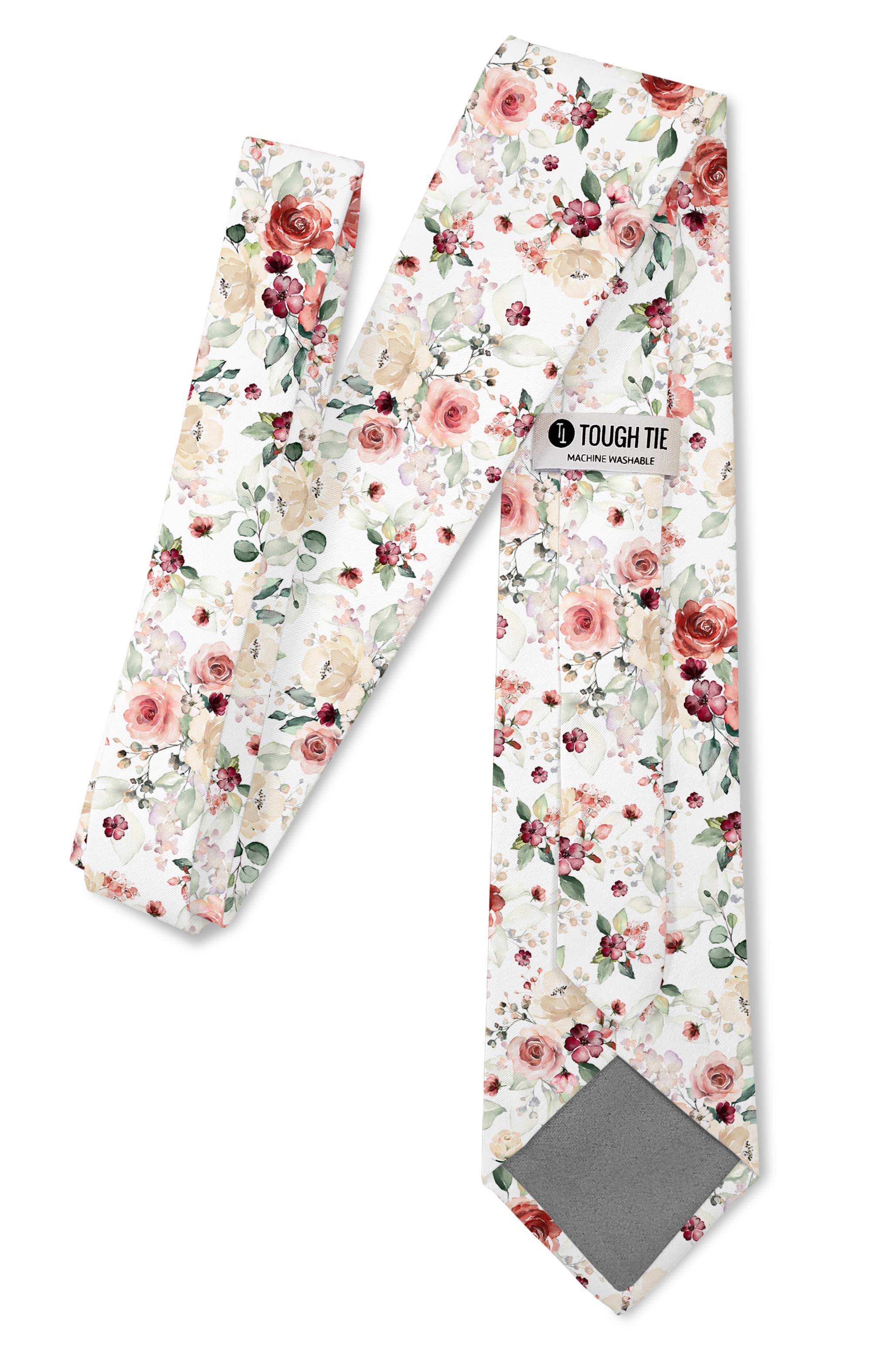Pedals - Rose White Floral Tie necktie Tough Apparel- Tilden Co.