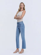 High Rise Raw Hem Crop Flare Jeans Jeans VERVET by FLYING MONKEY- Tilden Co.