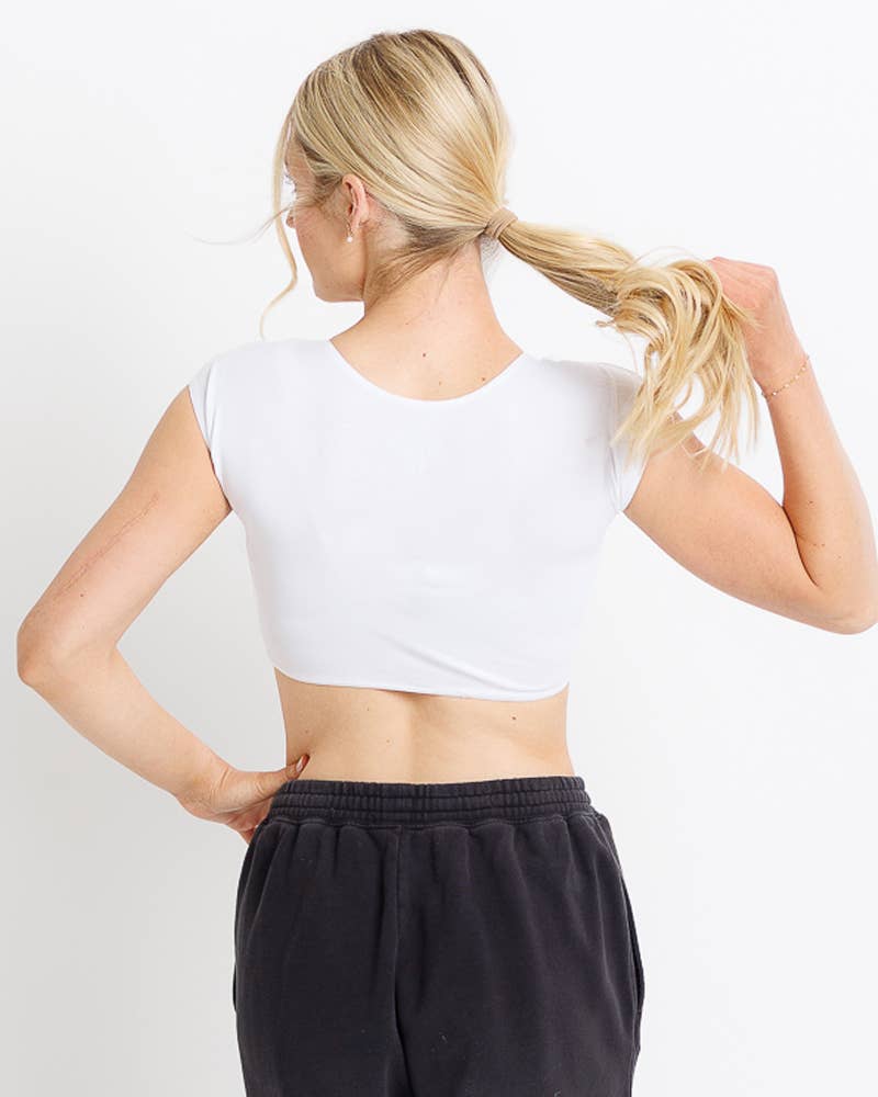 Demi Tee - Short Sleeve Cropped Basic Layering Tee Layering Top Downeast- Tilden Co.
