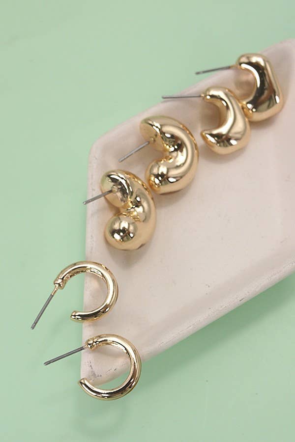 BUBBLE HOOP HUGGIE TRIO EARRINGS JOSSLYN by wall to wall- Tilden Co.