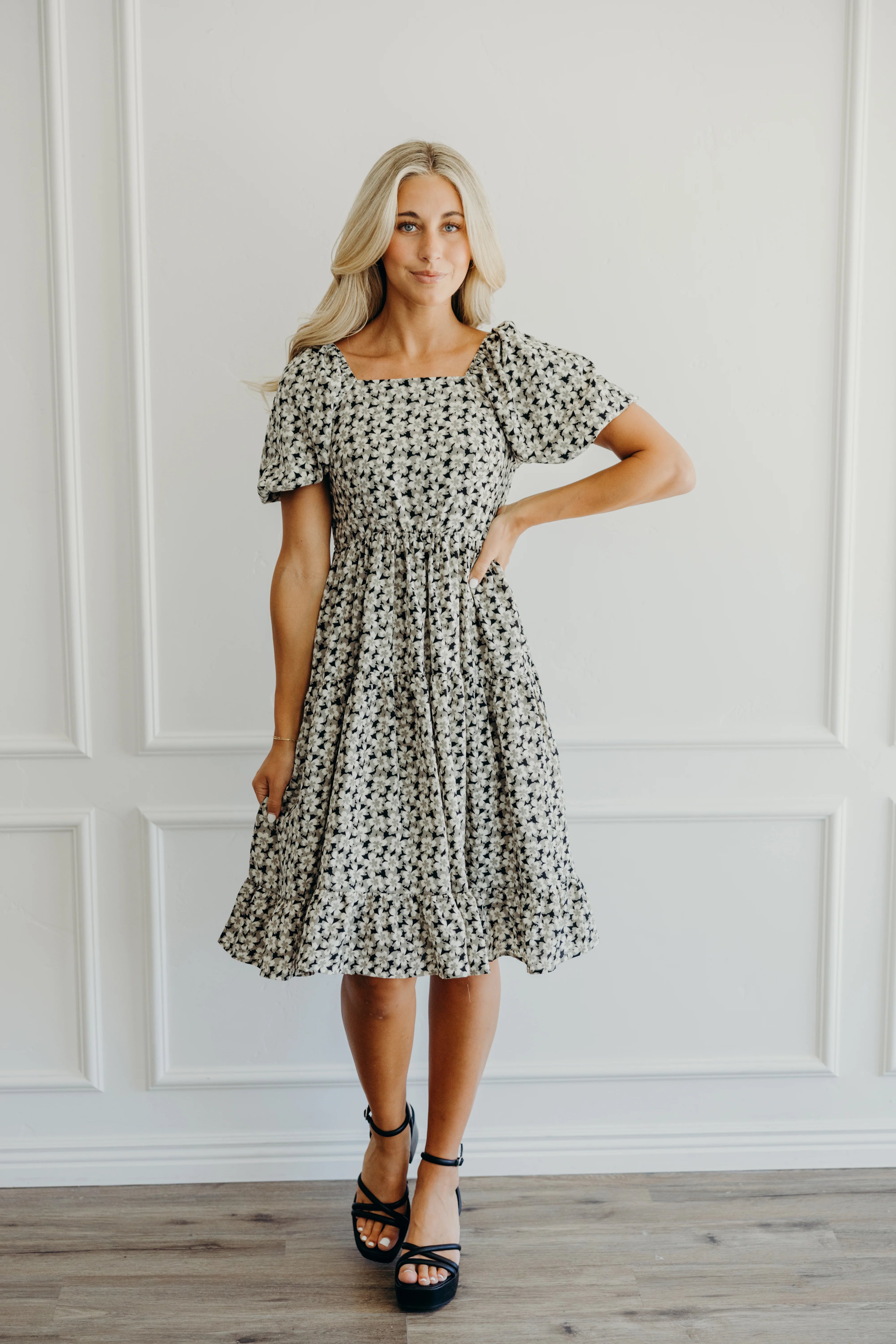 Poppy Dress in Midnight Daisy Midi Dress Mikarose- Tilden Co.