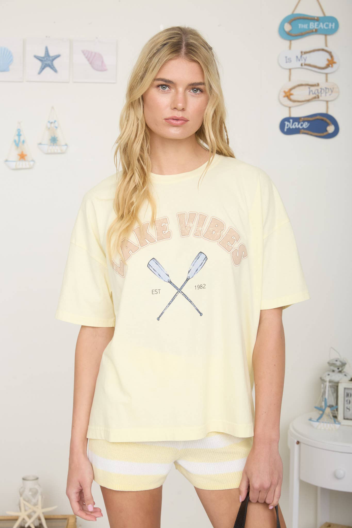 LAKE VIBES SHORT SLEEVE KNIT GRAPHIC T-SHIRT Graphic T-Shirt Blu Pepper- Tilden Co.