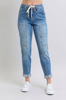 Clayton High Rise Cuffed Cargo Denim Jogger Womens Ave Shops- Tilden Co.