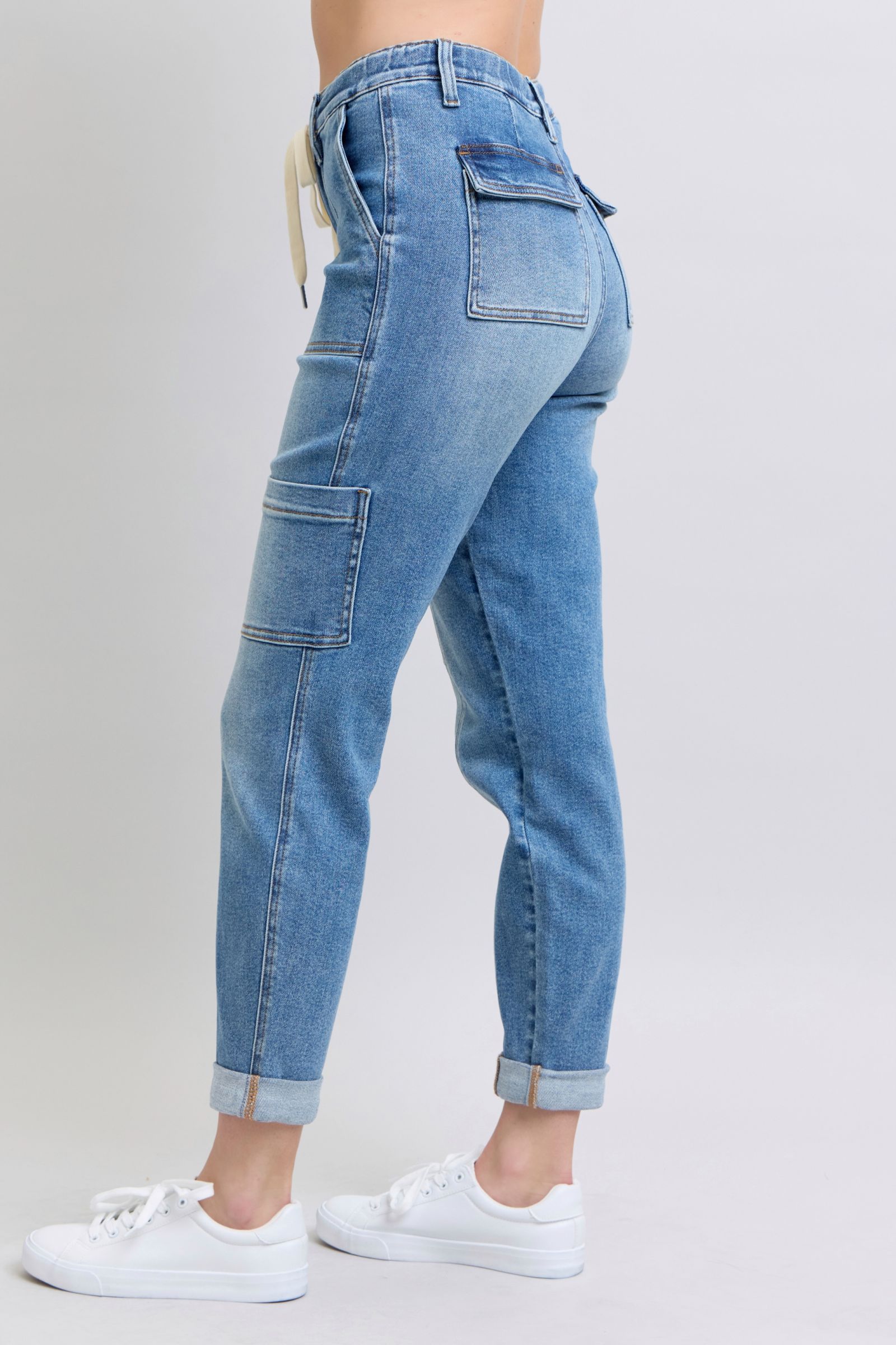 Clayton High Rise Cuffed Cargo Denim Jogger Womens Ave Shops- Tilden Co.