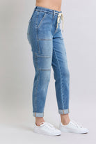 Clayton High Rise Cuffed Cargo Denim Jogger Womens Ave Shops- Tilden Co.