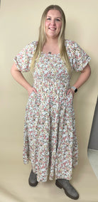 Indy Dress in Retro Peony Midi Dress Mikarose- Tilden Co.