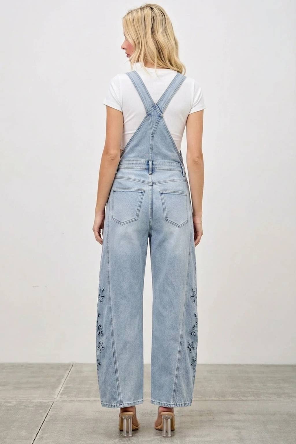 High Rise Embroidered Overalls Jumpsuit SAIGE DENIM- Tilden Co.