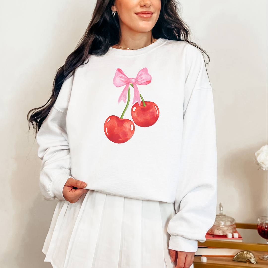 Cherry Bow Graphic Sweatshirt Sweater Ave Shops- Tilden Co.