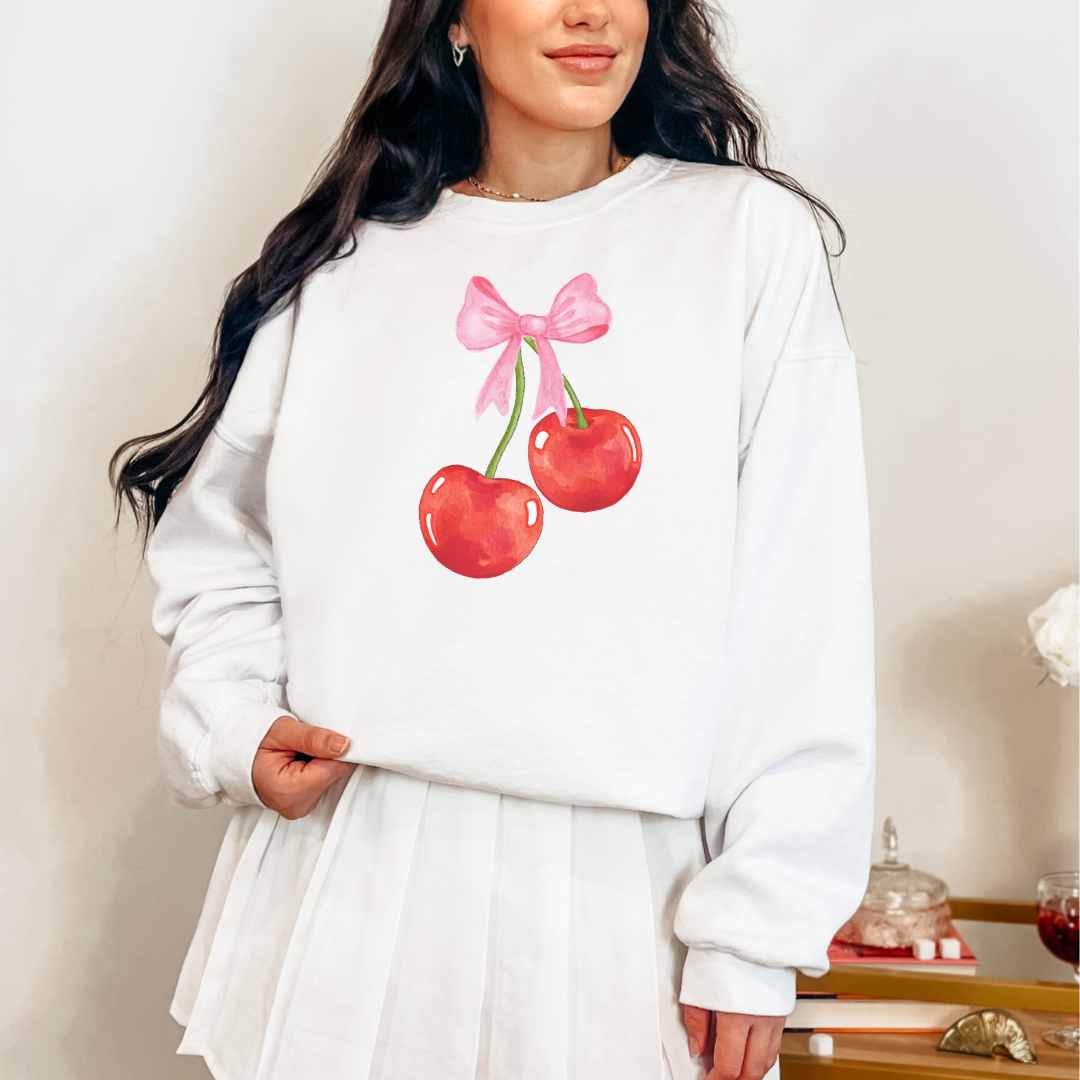 Cherry Bow Graphic Sweatshirt Womens Ave Shops- Tilden Co.