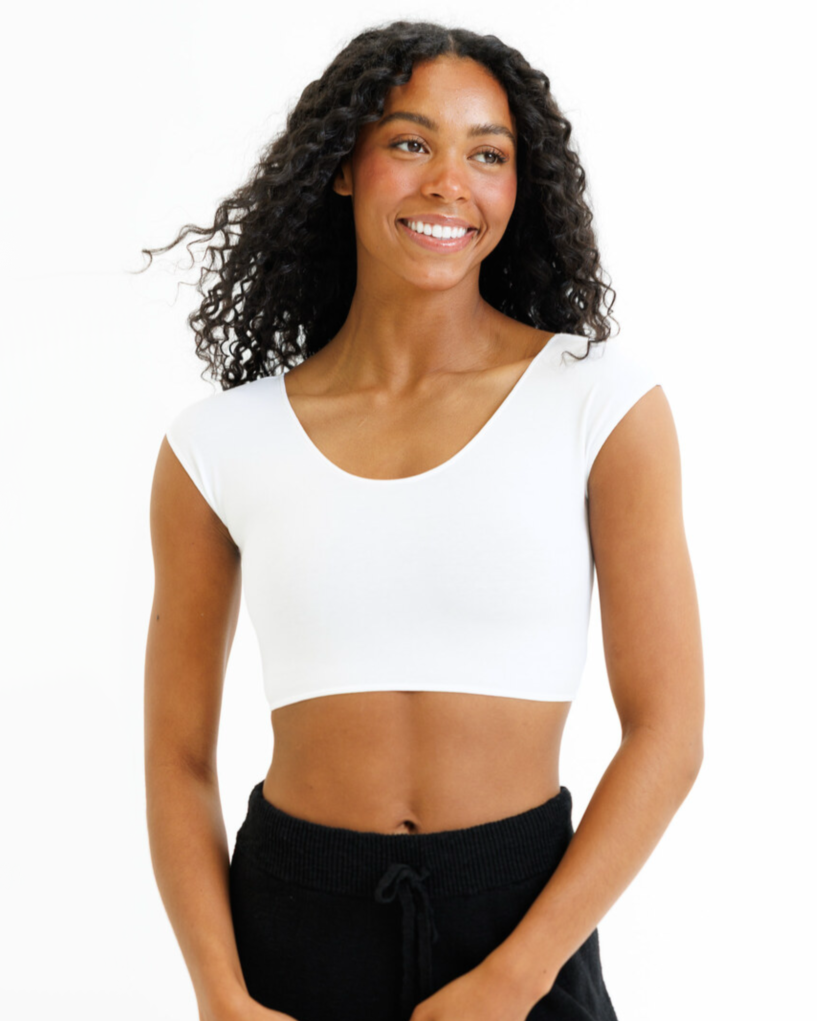 Demi Tee - Cropped Short Sleeve Layering Top White / L White L Downeast- Tilden Co.