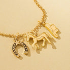 Galloping Horse and Horseshoe Charm Necklace | 80N93131 JOSSLYN by wall to wall- Tilden Co.