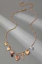 CHARM NECKLACE-HEARTS FLOWER BOW BUTTERFLY | 80N92639 JOSSLYN by wall to wall- Tilden Co.