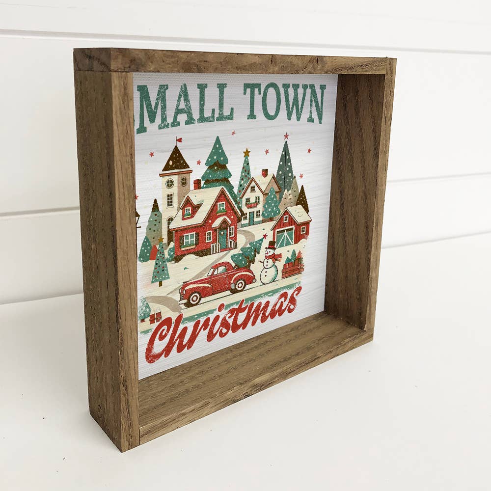 Small Town Christmas - Christmas Canvas Art - Wood Framed    Home & Decor Hangout Home- Tilden Co.