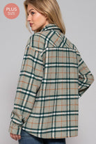 Plus Size - Plaid Button Down Shacket shacket Active Basic | Active USA- Tilden Co.