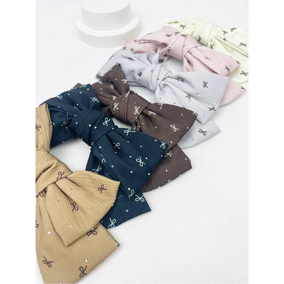 Bow Print Double Layered Bow Clips Love and Repeat- Tilden Co.
