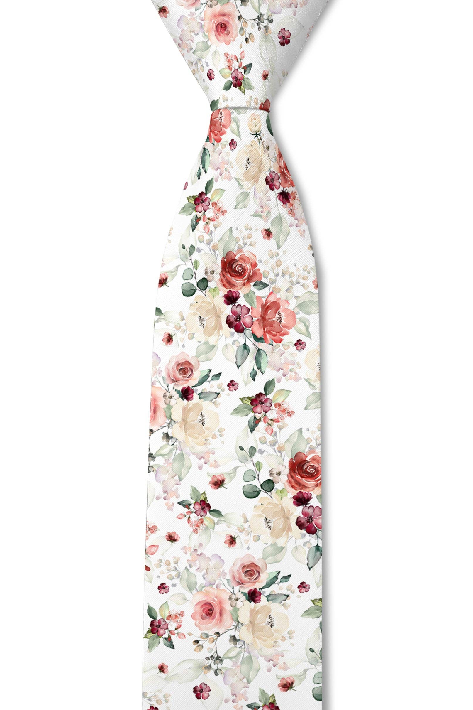 Pedals - Rose White Floral Tie necktie Tough Apparel- Tilden Co.
