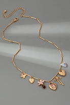CHARM NECKLACE-HEARTS FLOWER BOW BUTTERFLY | 80N92639 JOSSLYN by wall to wall- Tilden Co.
