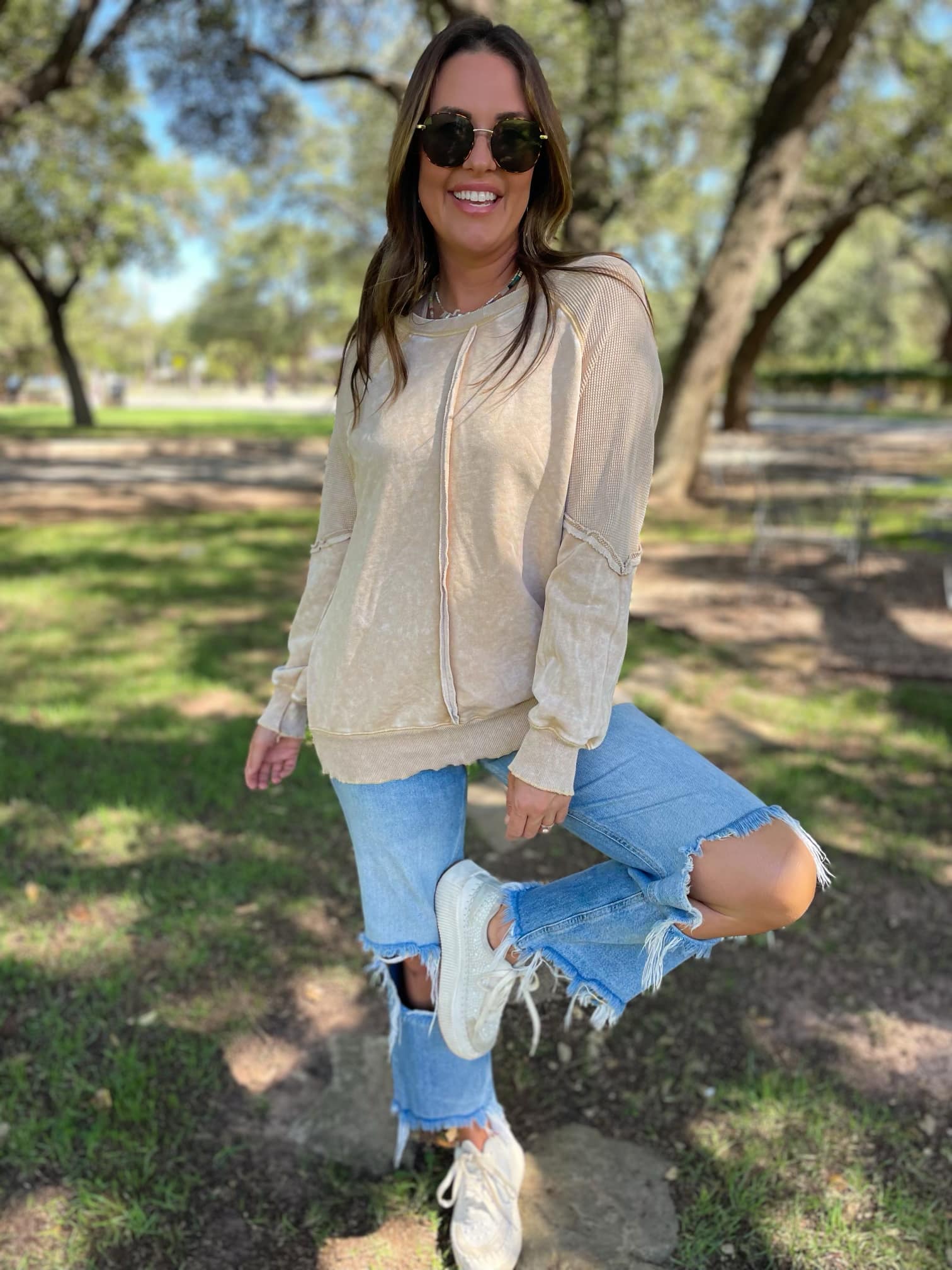 PREORDER: Best Selling Elliott Exposed Seam Sweatshirt in Five Colors Womens Ave Shops- Tilden Co.