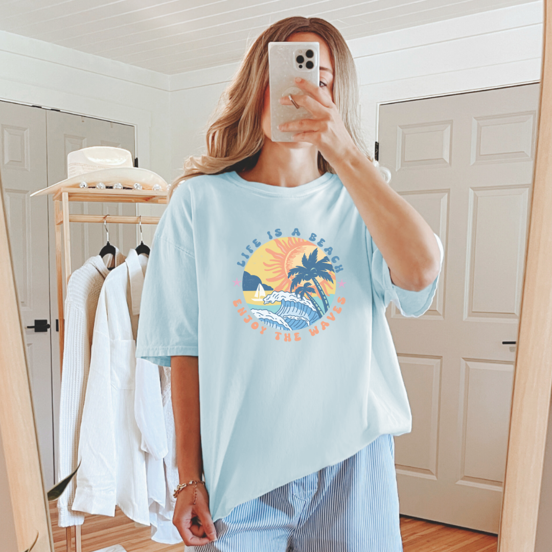 Life is a Beach Enjoy the Waves Graphic Tee Womens Ave Shops- Tilden Co.