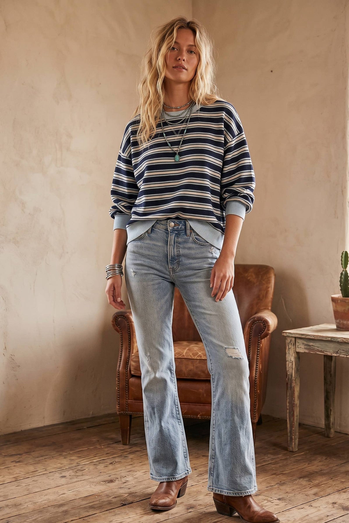 Oversized Striped Sweatshirt Sweater Sewn and Seen- Tilden Co.