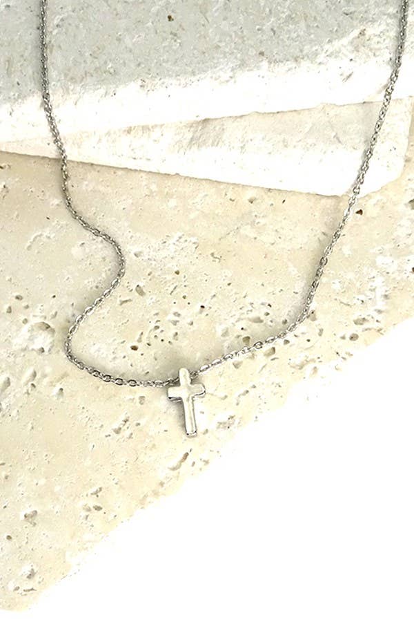 Mini Cross Necklace | 47N15737 SILVER SILVER JOSSLYN by wall to wall- Tilden Co.