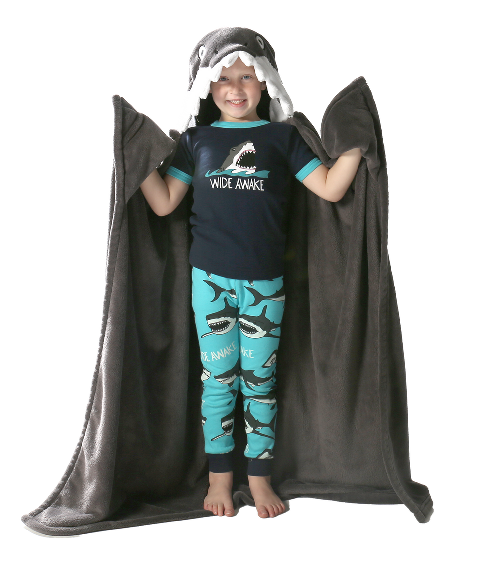 Shark Kid's Hooded Blanket Blanket LazyOne- Tilden Co.