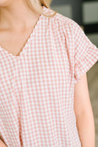 A Different Side Of Me Gingham Blouse in Dusty Rose Womens Ave Shops- Tilden Co.