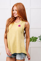 A Few of My Favorite Things Round Neck Tank in Lime    Tops Ave Shops- Tilden Co.