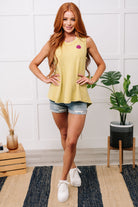 A Few of My Favorite Things Round Neck Tank in Lime    Tops Ave Shops- Tilden Co.