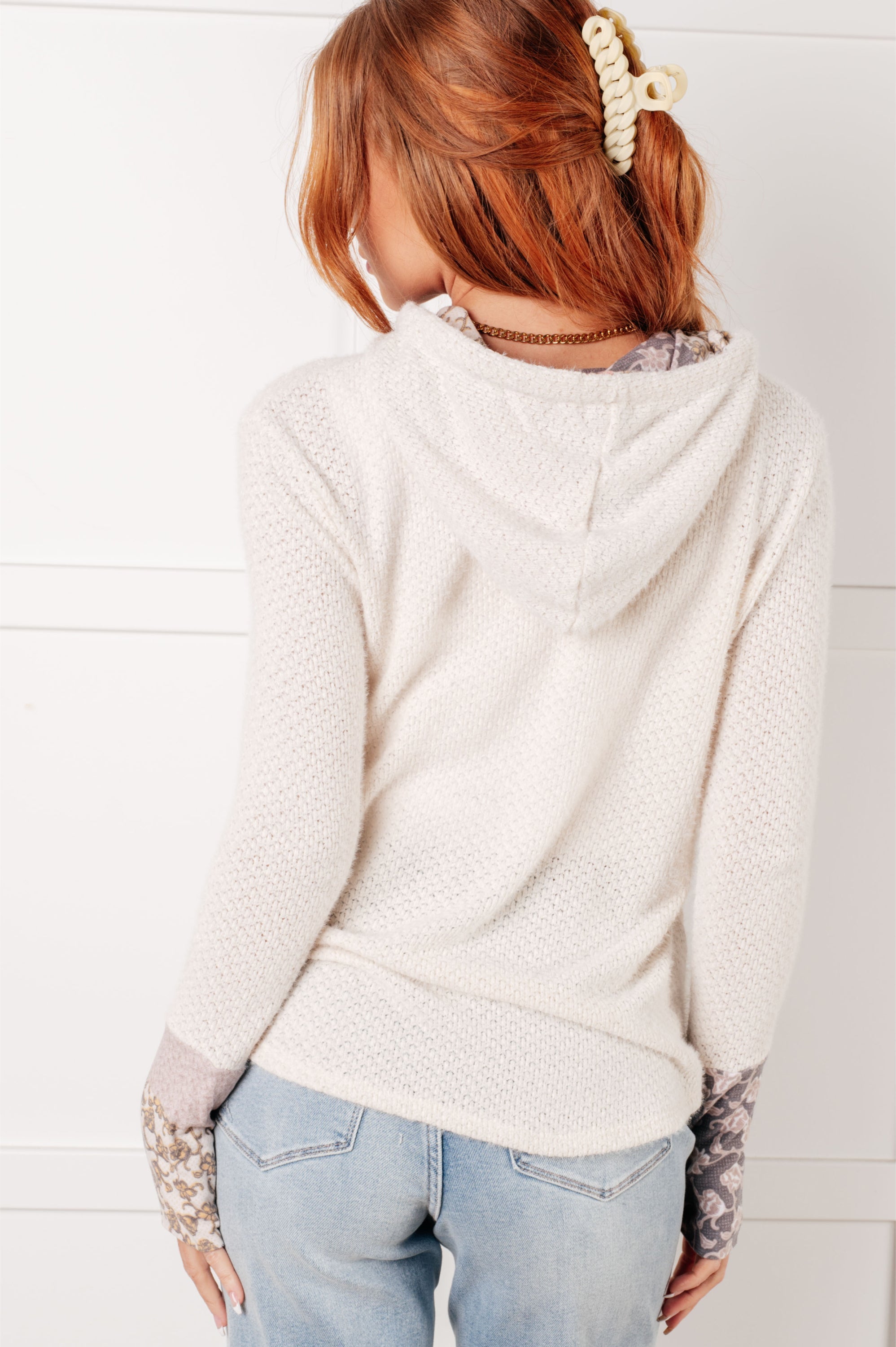 A Tad Chilly Waffle Knit Hoodie Tops Ave Shops- Tilden Co.