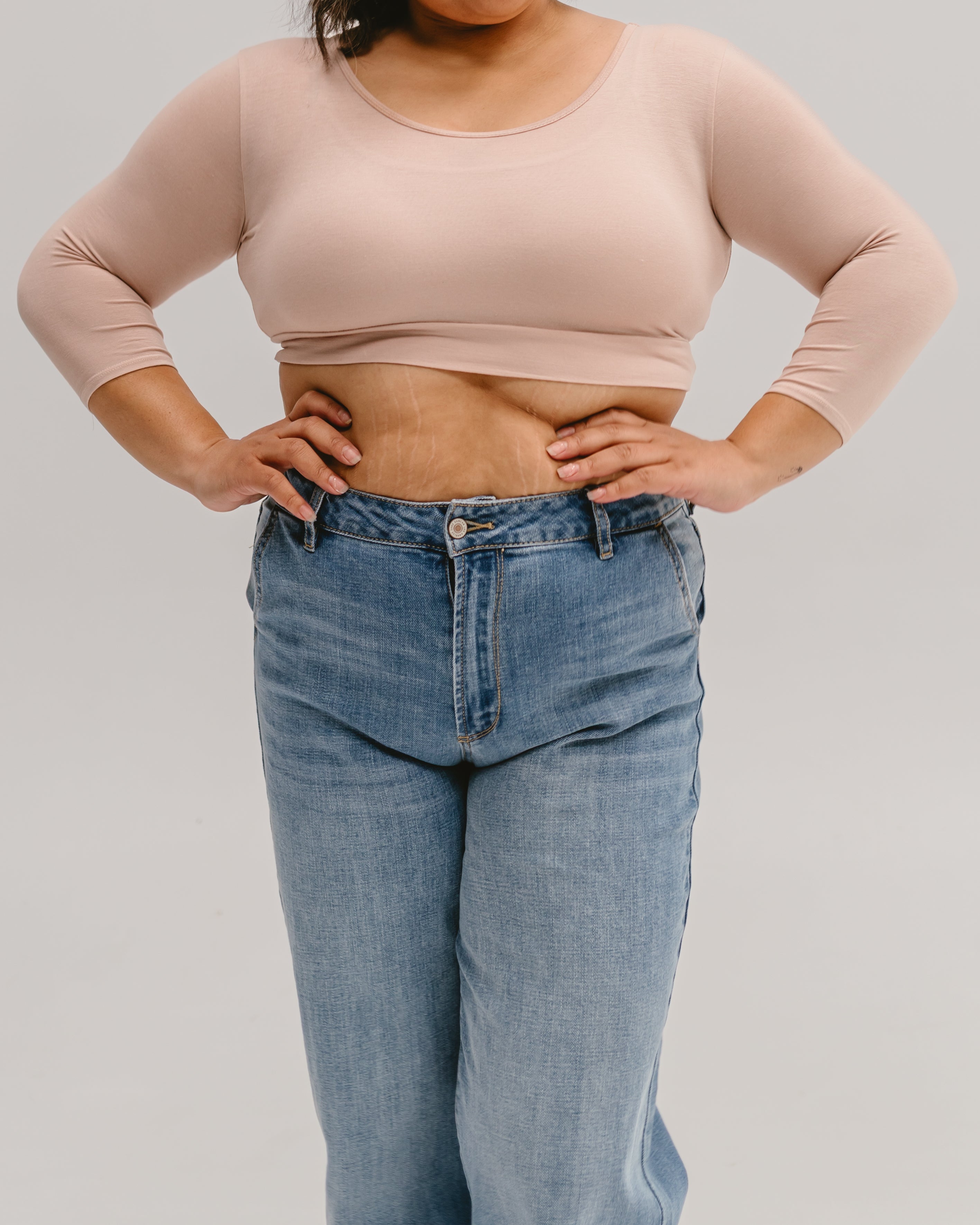 Classic 3/4 Sleeve Halftee Nude / XS Nude XS Layering Top HALFTEE Layering Fashions- Tilden Co.