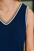 Airloom Trim Detail Mini Tank Dress in Navy Womens Ave Shops- Tilden Co.