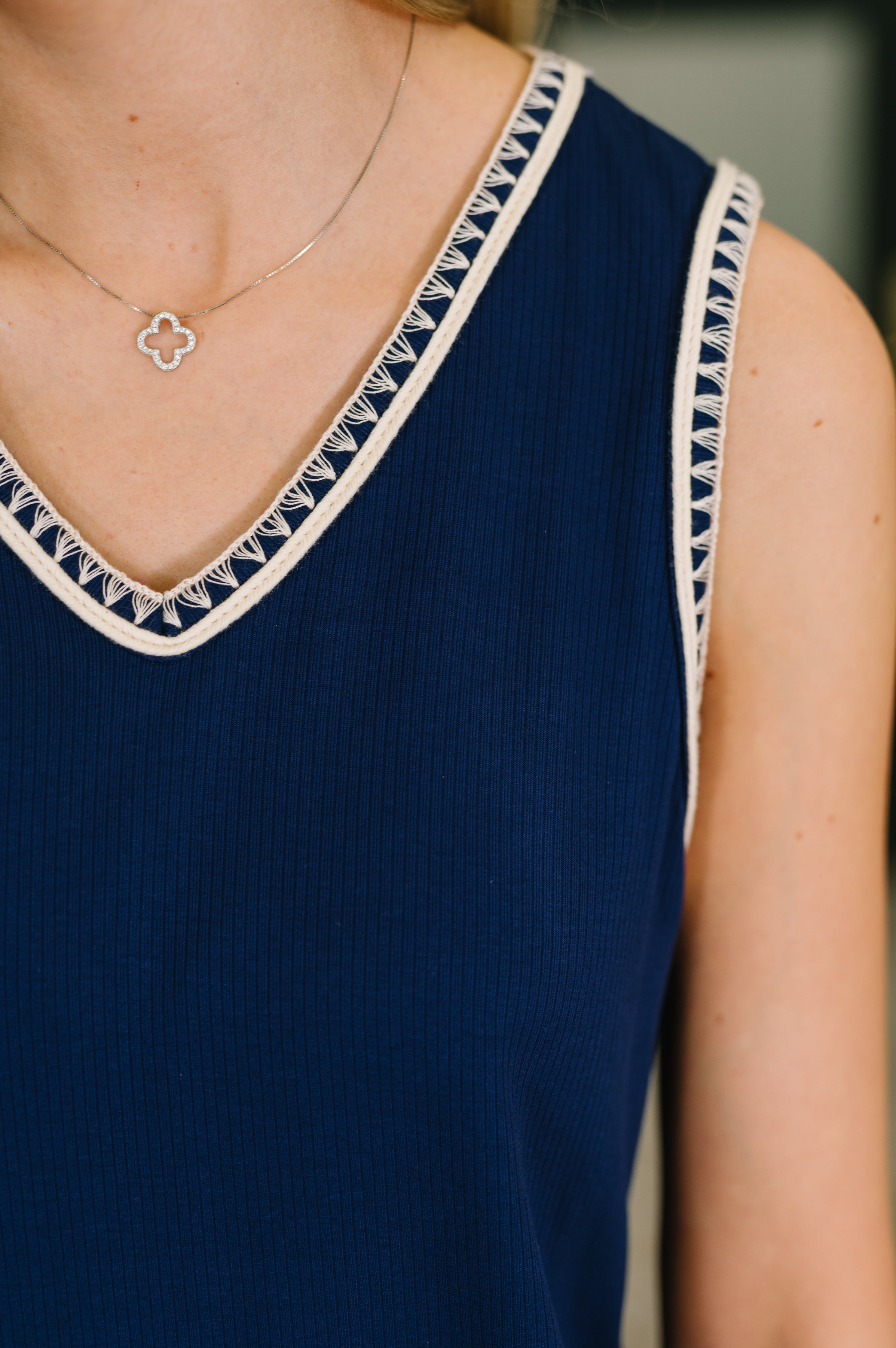 Airloom Trim Detail Mini Tank Dress in Navy Womens Ave Shops- Tilden Co.