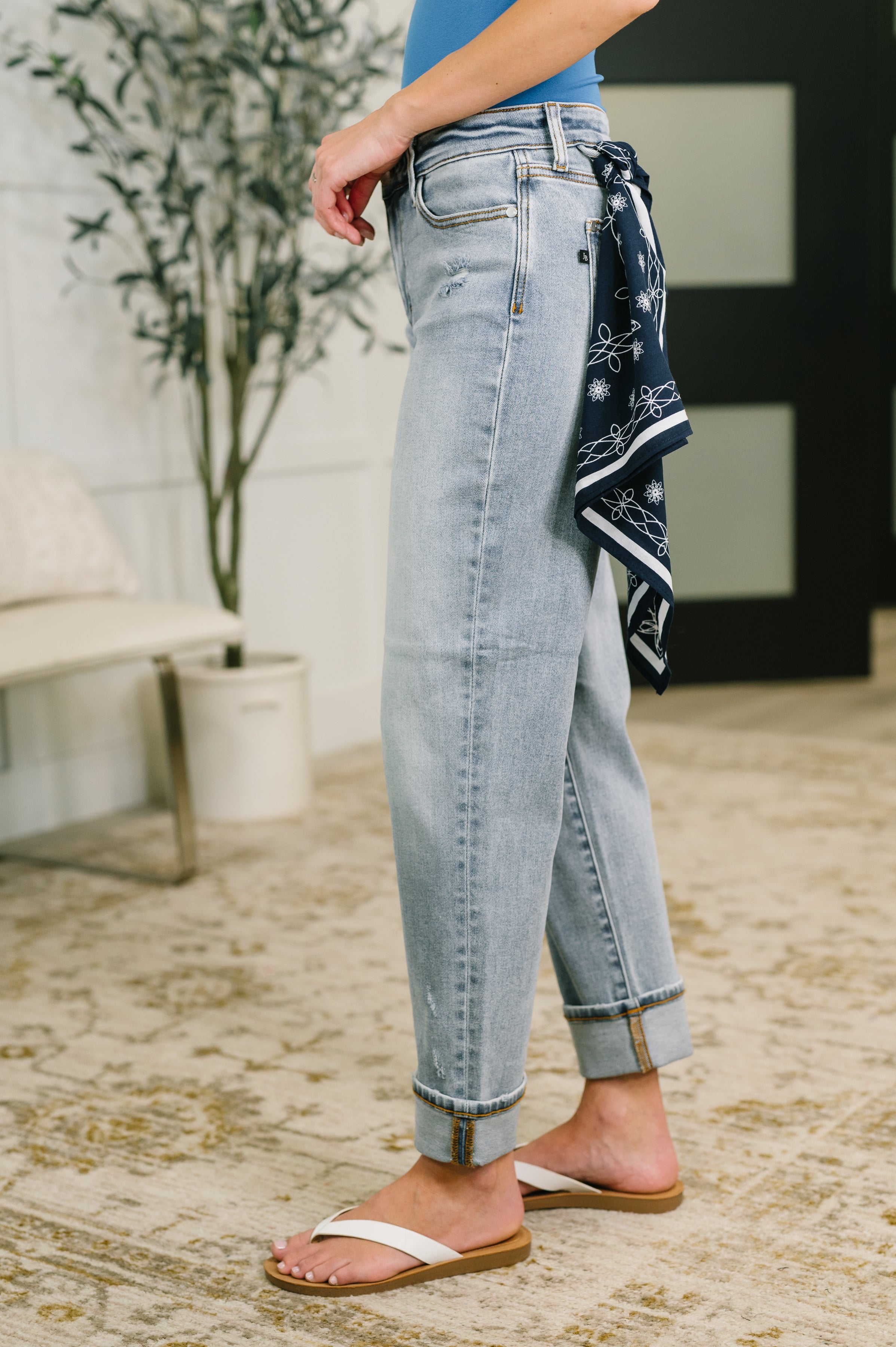 Alex Mid Rise Boyfriend Jean with Bandana Loop Womens Ave Shops- Tilden Co.