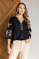 All In Me Embroidered V-Neck Blouse    Blouses Ave Shops- Tilden Co.