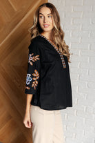 All In Me Embroidered V-Neck Blouse    Blouses Ave Shops- Tilden Co.