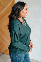 All Out Comfort V-Neck Pullover in Midnight Green    Tops Ave Shops- Tilden Co.