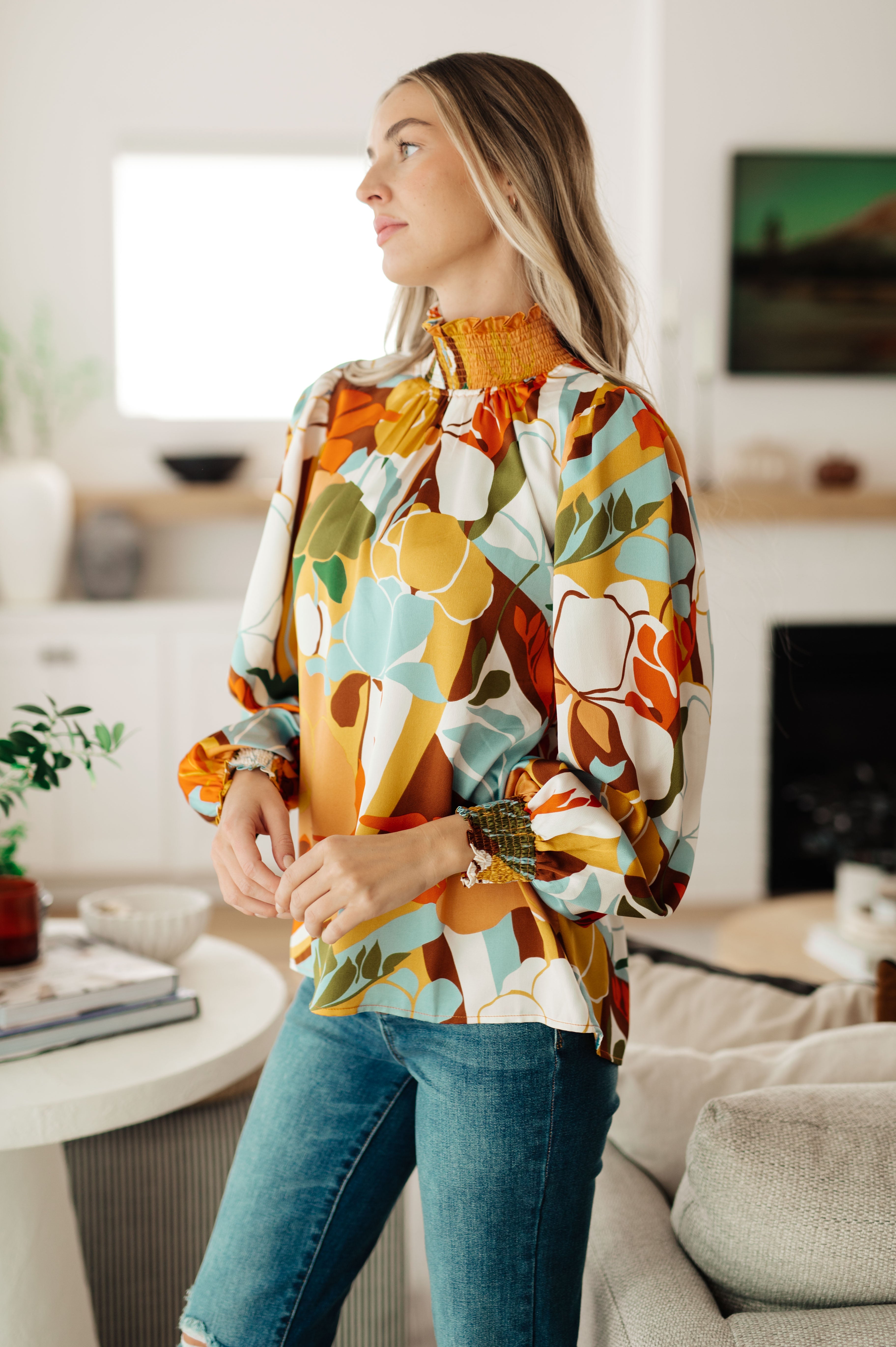 All Together Now Mock Neck Blouse Tops Ave Shops- Tilden Co.