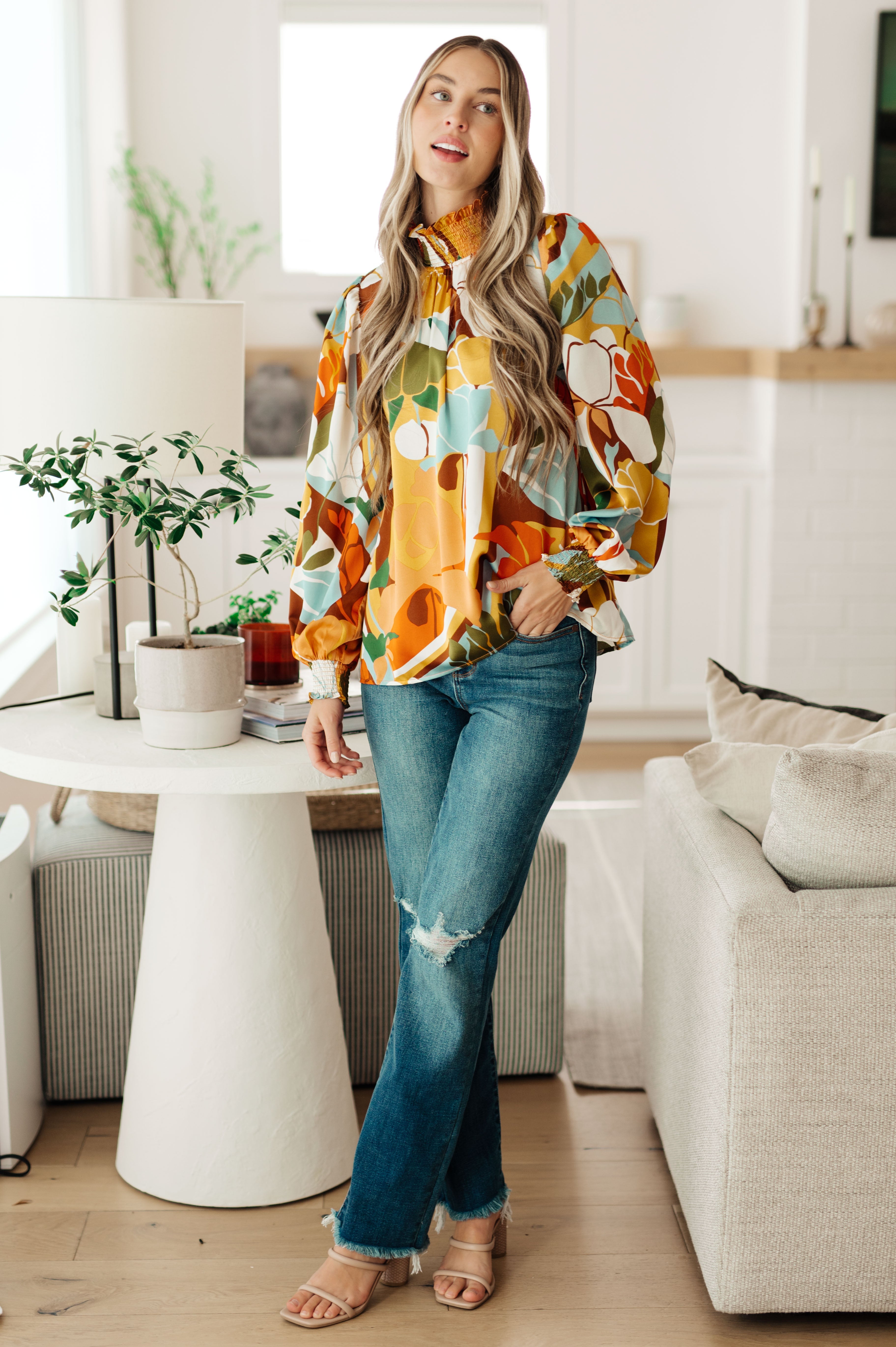All Together Now Mock Neck Blouse Tops Ave Shops- Tilden Co.