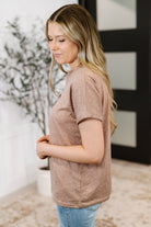 Almost There V-Neck Henley Top In Taupe Tops Ave Shops- Tilden Co.