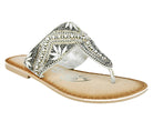 Amare Beaded Sandals in Silver 130 Sandals Naughty Monkey- Tilden Co.